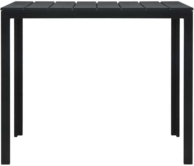 Black HDPE Steel Square Coffee Table, 30.7x30.7x29.1 in, Durable Outdoor Patio Side Table for Garden, Balcony, Living Room Furniture
