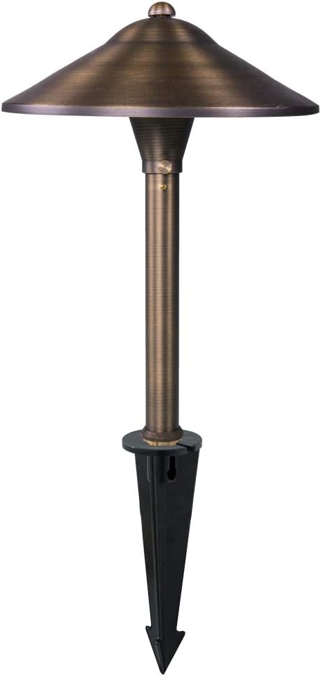 VOLT Max Spread 12V Brass Mini Path Light (15"" Tall, 9"" Shade), Bronze | 8-Foot Diameter Area of Illumination, Lamp Ready, Low Voltage, Ideal for Outdoor Pathway Walkway Garden Driveway or Patio
