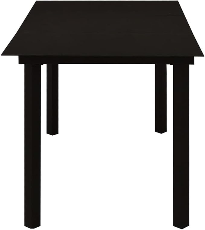 BOWERY HILL 5-Piece Outdoor Patio Dining Set, Poly Rattan in Black, Powder-Coated Steel Frame, Weatherproof, Stackable Chairs, Sleek Modern Design, Space-Saving, Comfortably Seats 4, 59.1 in Table