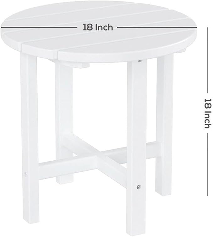 Costaelm Round Outdoor Side Tables, Adirondack Patio Tables for Outside, HDPE Patio End Table Weather Resistant, Balcony Table for Pool, Seaside, Backyard, Porch, Indoor Companion, Pacific Blue
