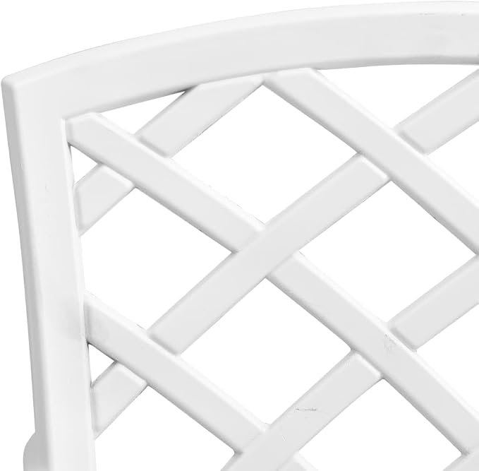 5 Piece Patio Dining Set White Cast Aluminum Outdoor Table and Chairs for Garden Backyard Lawn with Umbrella Hole Weather Resistant Durable Furniture