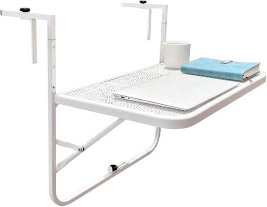 Wall-Mounted Table for Railings Outdoor Balcony Railing Side Table Balcony Bar Table for Railings Rounded Edges with Leveling Equipment Terrace Side Table for Patio Garden Balcony.