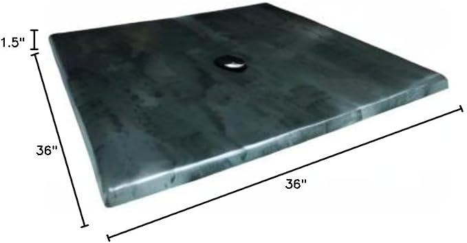 36" x 36" Black Steel, Indoor/Outdoor All-Season EnduroTop Table Top with Umbrella Hole