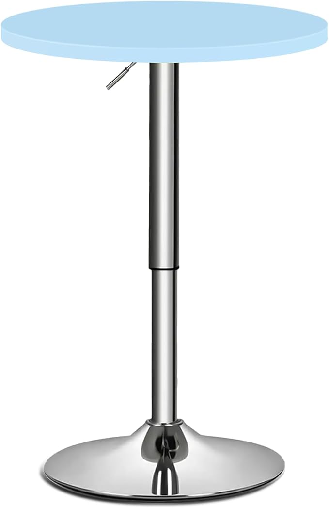 MoNiBloom Bistro Pub Table Round Bar 27.5"- 36" Height-Adjustable Cocktail Table with 23.5 Inch Swivel Table Top for Dining Room Home Kitchen Patio Bistro (Blue)
