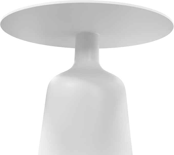 19.5" Round Pedestal Side Table, Stable Bell Base Modern Minimalist End Table, Small Coffee Accent Table for Living Room Bedroom Patio Balcony Indoor Outdoor, White