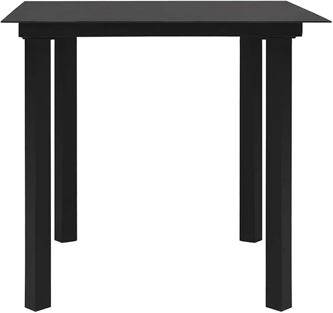 Afuera Living 5-Piece Patio Dining Set, Poly Rattan, Powder-Coated Steel & Glass, Black Finish, Square Table & Comfortable Chairs, Modern Outdoor Furniture for Garden, Terrace, or Balcony Use