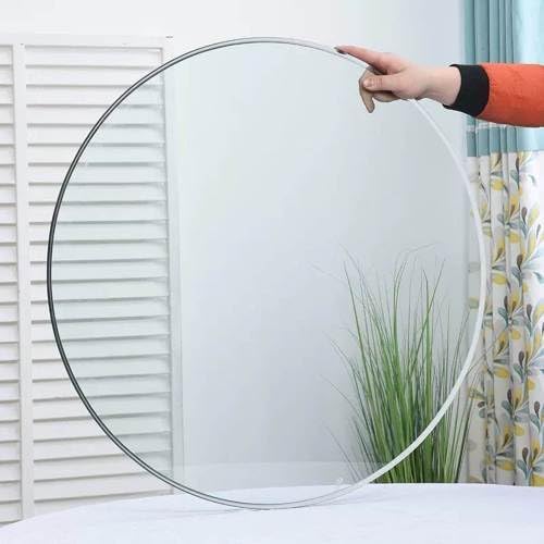 24 Inch Round Tempered Glass Table Top, 0.26 Inch Thick Clear Circular Tabletop with 6 Anti-Slip Rubber Rings, Replacement for Dining & Kitchen and Patio Table