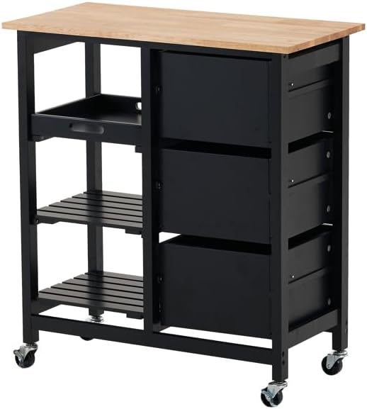 Outdoor Grill Table Outdoor Bar Cart Kitchen Island on Wheels Outdoor Cabinet Outdoor Serving Cart Dining Cart Table Multifunctional and Commercial 14.6"" L x 30"" W x 33"" H, Black