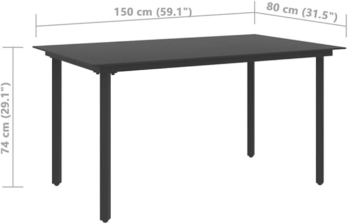 Afuera Living 7-Piece Foldable Garden Dining Set, PVC Rattan, Black Finish, Rectangular Table with 6 Chairs, Weatherproof UV Resistant Materials, Removable Cushions, Modern Outdoor Patio or Backyard