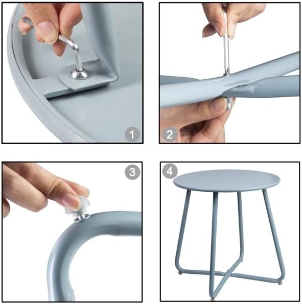 Side Table Anti-Rust Metal Outdoor End Table, Small Round Tables for Garden Balcony Yard, Blue