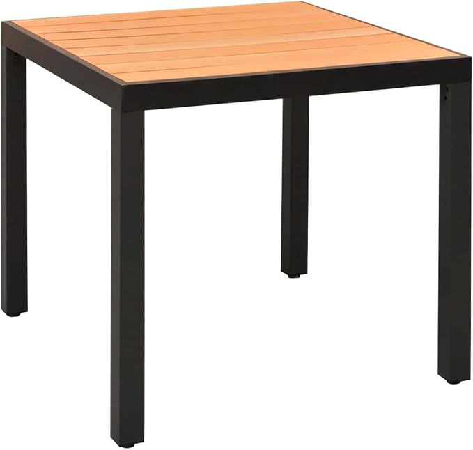 5-Piece Black and Brown PE Rattan Garden Dining Set with Square Table and Four Chairs, Powder-Coated Aluminum Frame for Outdoor Patio