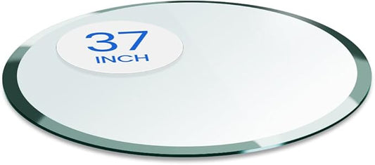 Dulles Glass 37 inch Round Glass Table Top - Tempered - 1/2" Thick Glass Surface, Safe Beveled Edge, Multipurpose for Dining Table, Patio, Coffee and End Table