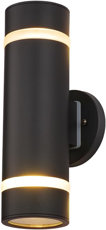 13" Stainless Steel Modern Outdoor Wall Sconce Cylinder Porch Light | E26 Base,UL listed,Black Up and Down Lights Outdoor Exterior Lighting Fixture for House Garage Patio Porch Garden