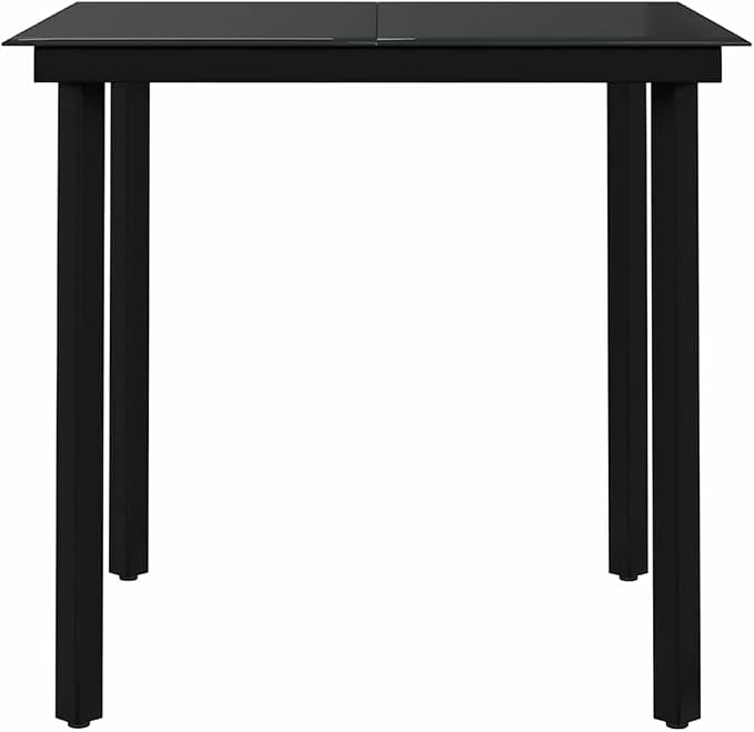 3 Piece Patio Dining Set Black Outdoor Furniture Set for Garden Yard with PE Rattan Chairs Glass Table Heavy Duty Powder Coated Steel Frame