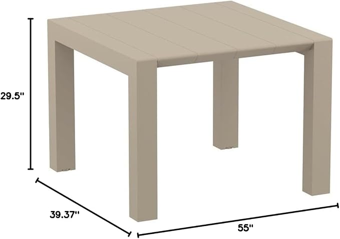 Compamia Vegas 55" Extendable Patio Dining Table in Dove Gray, Commercial Grade