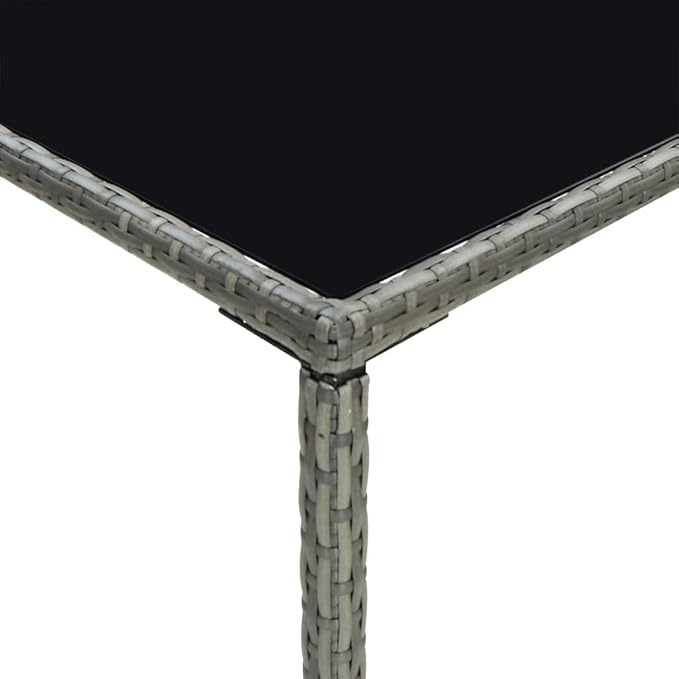 Outdoor Bar Table Grey 27.6 x 27.6 x 43.3 in Square Patio Cocktail Table PE Rattan & Tempered Glass Modern Bistro Table for Balcony Garden Porch Backyard