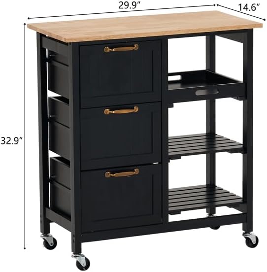 Outdoor Grill Table Outdoor Bar Cart Kitchen Island on Wheels Outdoor Cabinet Outdoor Serving Cart Dining Cart Table Multifunctional and Commercial 14.6"" L x 30"" W x 33"" H, Black