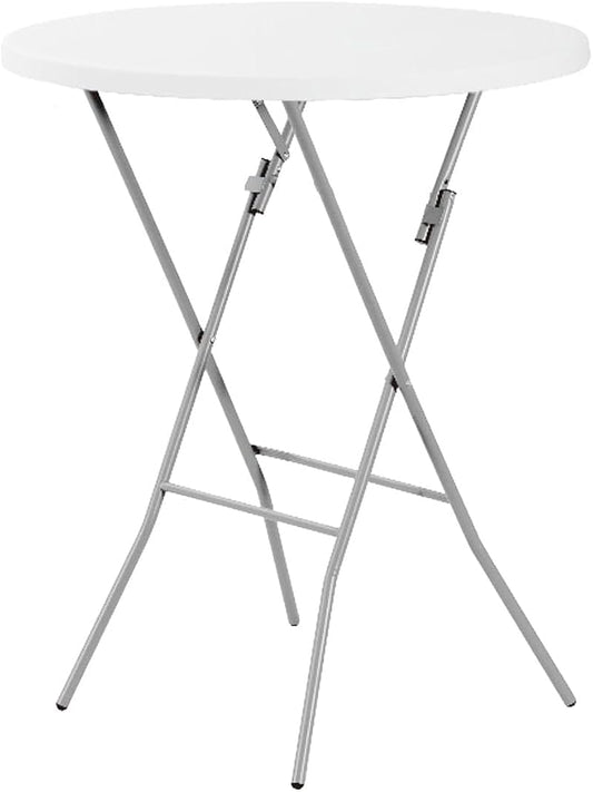 32in Cocktail Table, no Assembly Required, High Top Bistro Round Plastic Folding Table, Foldable Portable Bar Height Tables, Indoor Outdoor for Party Banquet Wedding Picnic Dining Camping, White
