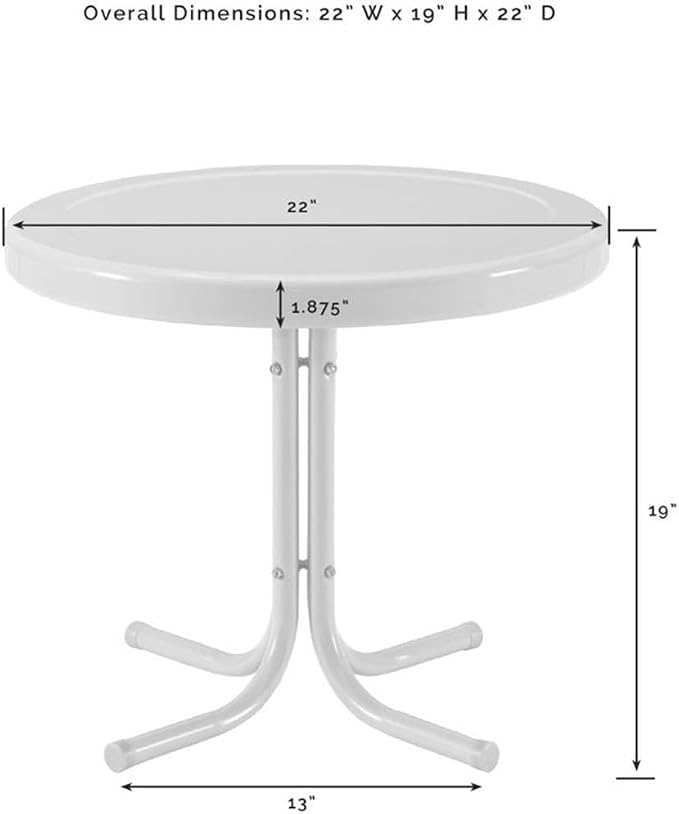 Pemberly Row Modern Steel Patio End Table, Tangerine Gloss/White Finish, 18.9" H x 22" W x 22" D, Weatherproof Powder-Coated Steel, Retro Style Outdoor Table for Balcony, Porch, or Patio Use