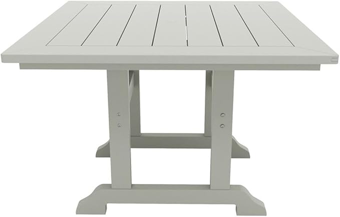 Costaelm Square Outdoor Dining Tables, 43'' Patio Table with Umbrella Hole for 4 Person, Balcony Outdoor Buffet Porch for Outside Lawn Porch Bistro Furniture, Sand