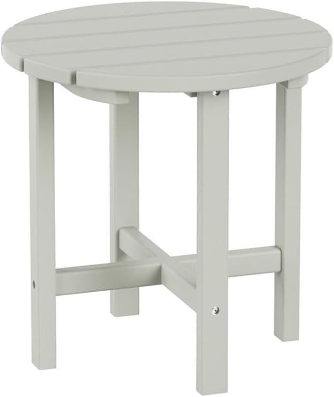 Costaelm Round Outdoor Side Tables, Adirondack Patio Tables for Outside, HDPE Patio End Table Weather Resistant, Balcony Table for Pool, Seaside, Backyard, Porch, Indoor Companion, Sand