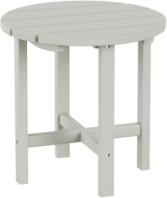 Costaelm Round Outdoor Side Tables, Adirondack Patio Tables for Outside, HDPE Patio End Table Weather Resistant, Balcony Table for Pool, Seaside, Backyard, Porch, Indoor Companion, Sand