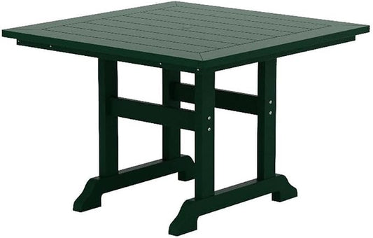Costaelm Square Outdoor Dining Tables, 43'' Patio Table with Umbrella Hole for 4 Person, Balcony Outdoor Buffet Porch for Outside Lawn Porch Bistro Furniture, Dark Green