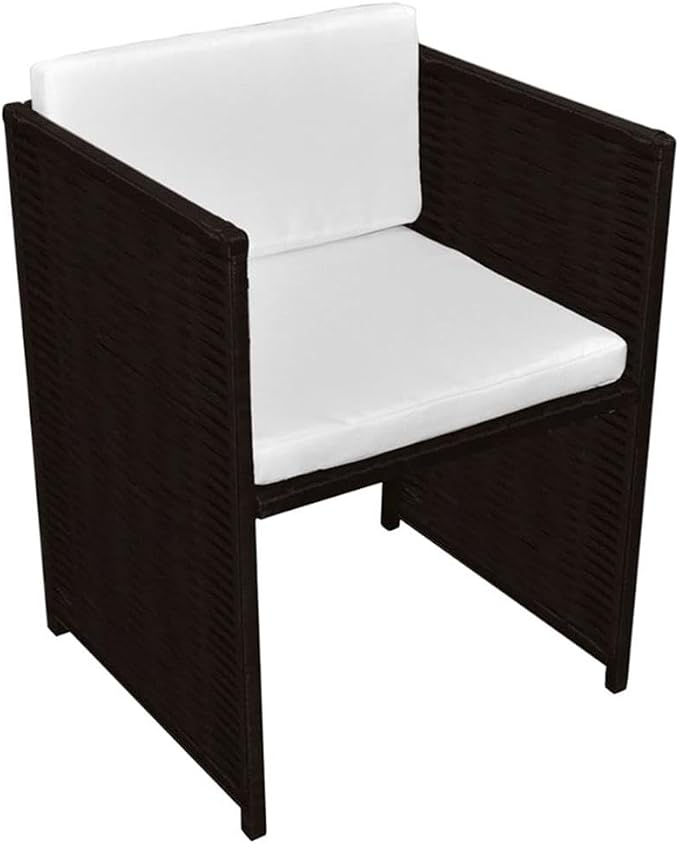 Afuera Living 3 Piece Rattan Garden Dining Set, Weathered Brown and Cream White Finish, PE Rattan and Powder-Coated Steel, Compact Design with Cushioned Seating for Outdoor Patio, Balcony, or Terrace