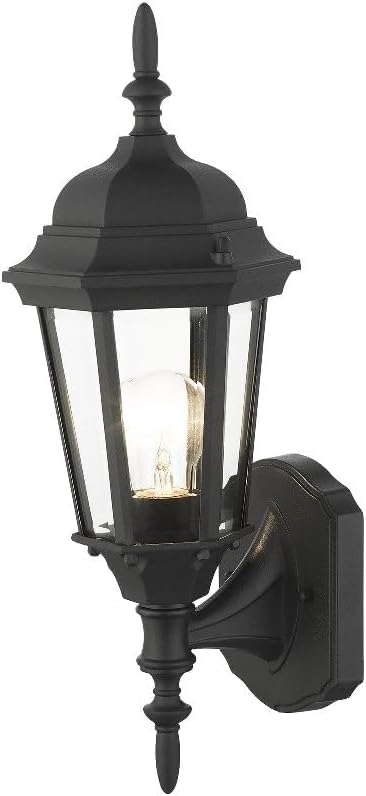 Livex Lighting 7551-14 Outdoor Wall Lantern with Clear Beveled Glass Shades, 16" x 6" x 16", Black