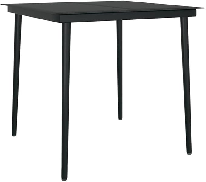Afuera Living Contemporary PE Rattan Patio Dining Set, Black Powder-Coated Finish, Weather-Resistant Outdoor Furniture with Cushioned Seats, Table and 2 Chairs, Ideal for Garden or Terrace