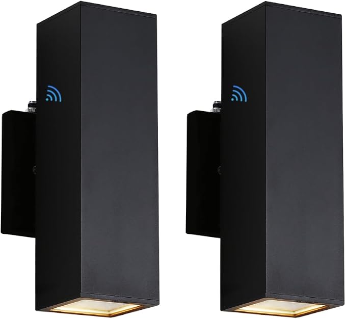 13" Black Square Modern Dusk to Dawn Outdoor Wall Light,2 Pack | E26 Base,UL listed,Aluminum Up and Down Lights Outdoor Exterior Wall Light Fixture Porch Light for House Garage Patio Garden