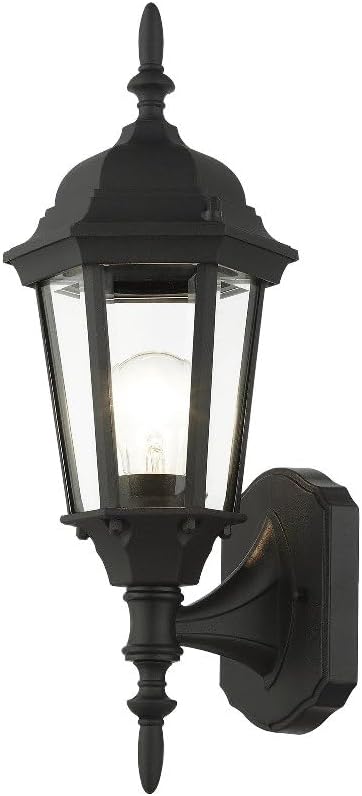 Livex Lighting 7551-14 Outdoor Wall Lantern with Clear Beveled Glass Shades, 16" x 6" x 16", Black