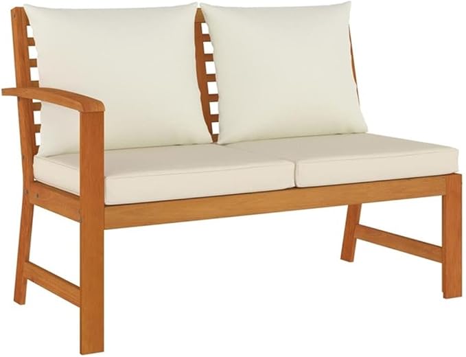 Afuera Living 5-Piece Modular Patio Dining Set, Solid Acacia Wood, Natural/Brown Finish, Weather-Resistant Cushions, Smooth Retro Design, Includes Benches and Sofa, Outdoor Garden or Terrace Seating