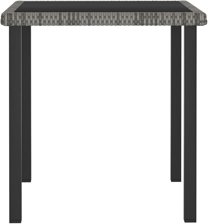 BOWERY HILL 5-Piece Patio Dining Set, Gray Poly Rattan, Weather-Resistant Outdoor Furniture with Cushioned Seating, Powder-Coated Steel Frame, Modern Garden or Backyard Set for 4 People Dining
