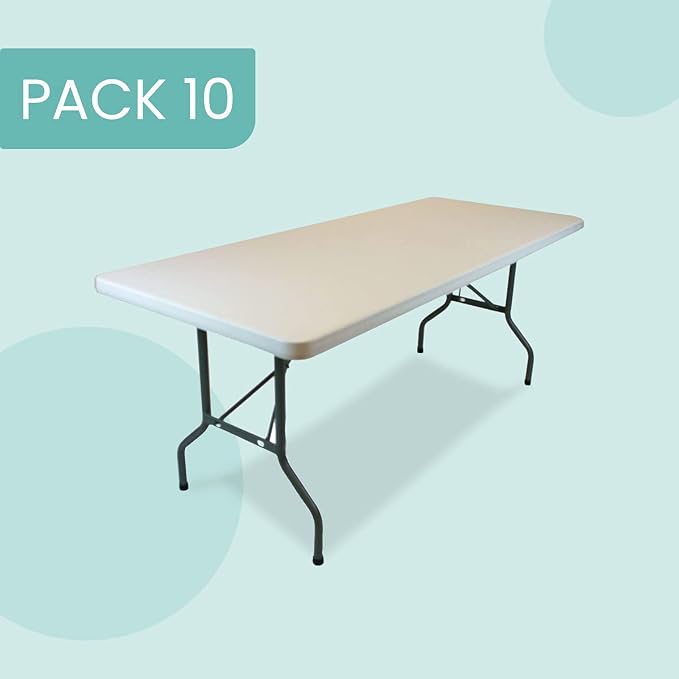 EventStable TitanPRO Plastic Folding Table - Sturdy Outdoor Folding Table - Lightweight Fold Up Table for Weddings Cocktail Parties patios - 8' x 30'' - 10 Pack