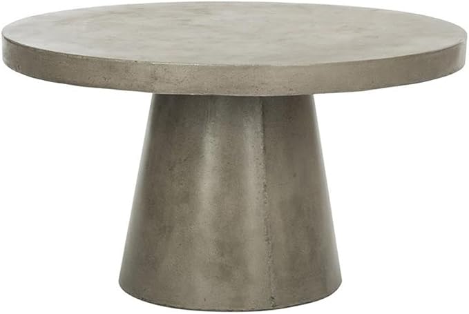 Pemberly Row Round Concrete Coffee Table, 15.75" H x 27.56" W, Dark Gray Finish, Weather-Resistant Indoor/Outdoor Design, Modern Patio or Living Room Table, Durable Concrete and Acrylic Construction
