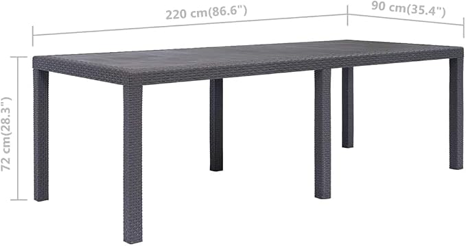 vidaXL Patio Table, Outdoor Dining Table, Garden Table, Garden Furniture for Front Porch Deck Lawn Backyard Balcony Terrace, Plastic Brown