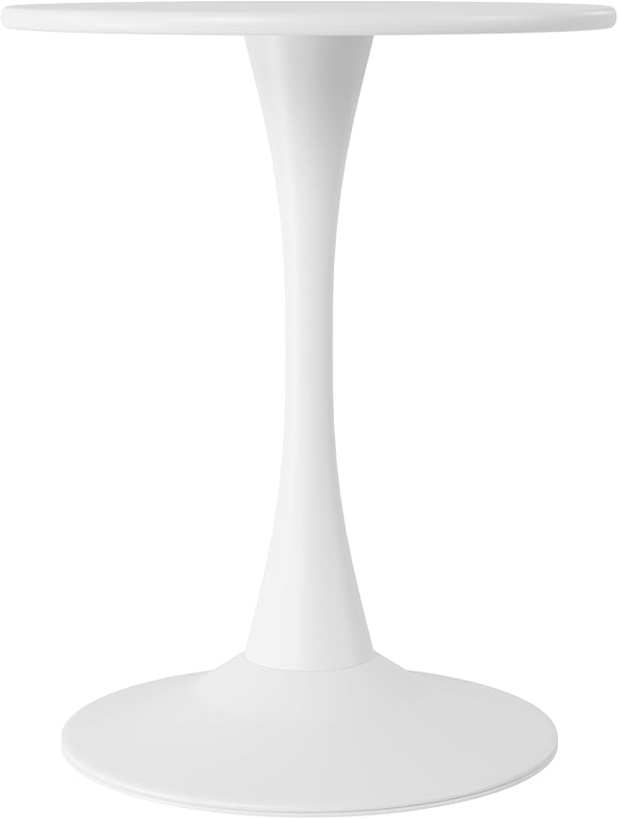 WestinTrends Playa 23.5" Round Outdoor Indoor Metal Cocktail Dining Table, White