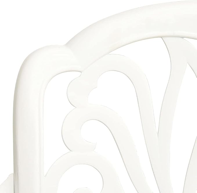 5 Piece Bistro Set Cast Aluminum White | Outdoor Dining Set, Weather-Proof, Umbrella Hole, Patio Balcony Use