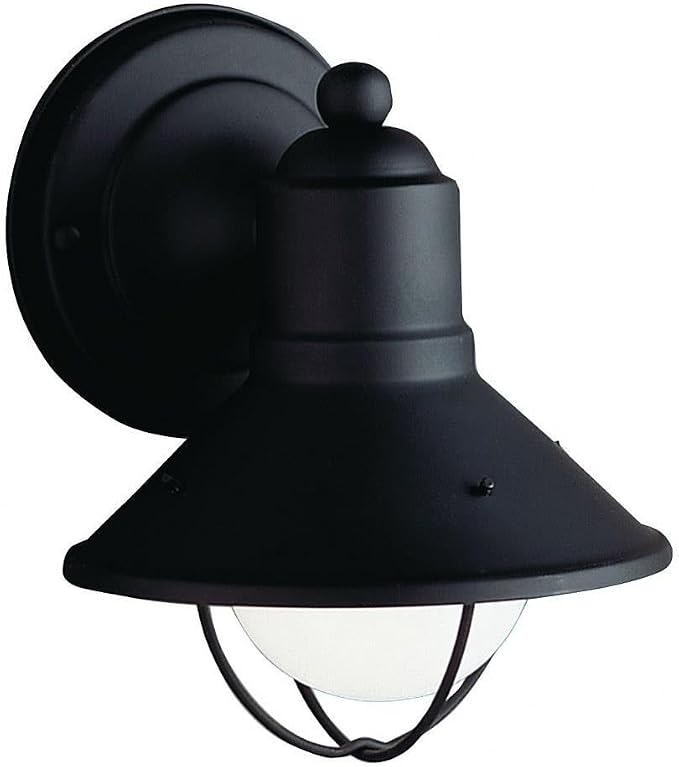 Kichler Seaside 7.5" 1 Light Outdoor Wall Light with Glass Globe Black