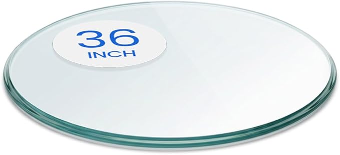 Dulles Glass 36 inch Round Glass Table Top - Tempered - 3/8" Thick Glass Surface, Safe Ogee Edge, Multipurpose for Dining Table, Patio, Coffee and End Table