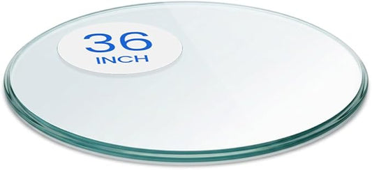 Dulles Glass 36 inch Round Glass Table Top - Tempered - 3/8" Thick Glass Surface, Safe Ogee Edge, Multipurpose for Dining Table, Patio, Coffee and End Table