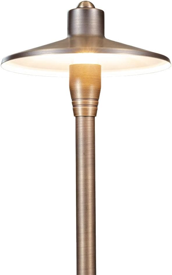 G2 12V Brass Mini Path Light (15"" Tall) & 3W 2700K G4 LED Bulb | Low Voltage, 300 Lumens of Warm White Light, Illuminates 6-Foot Diameter Area, Ideal for Walkway Garden Patio or Driveway