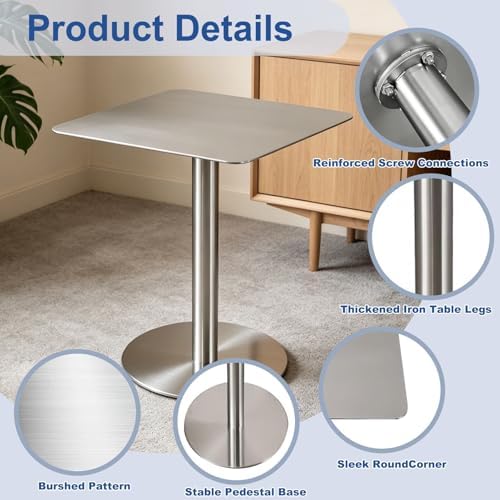 Modern Industrial Small Dining Table, Easy Clean & Assembly, Versatile for Outdoor Bistro, Pub, Cafe, Bubble Tea Shops, 40x40x105cm