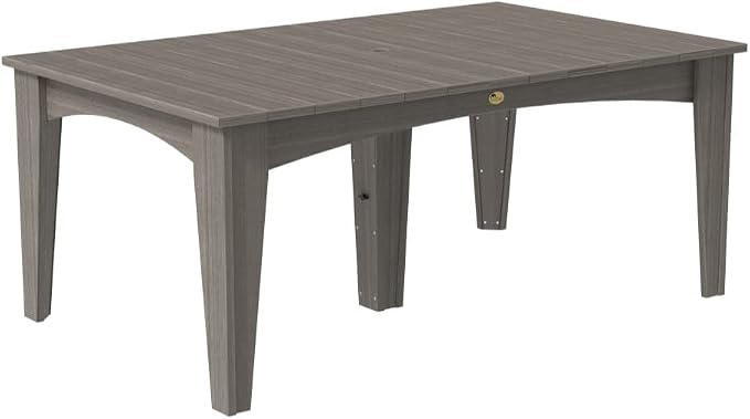 LuxCraft Poly Island Dining Table, 44" x 72" Rectangular Outdoor Patio Table, Made with Recycled Plastics, Made in USA (Coastal Gray)