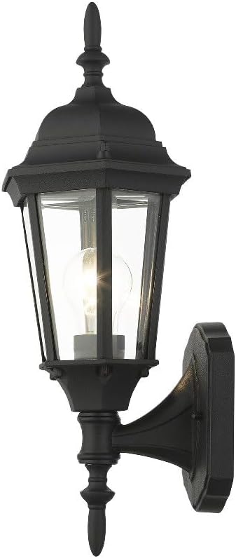 Livex Lighting 7551-14 Outdoor Wall Lantern with Clear Beveled Glass Shades, 16" x 6" x 16", Black