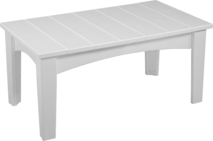 LuxCraft Island Coffee Table – HDPE Poly Lumber Outdoor Patio Table, Weather-Resistant Coastal Style, Low-Maintenance Durable Design (White)