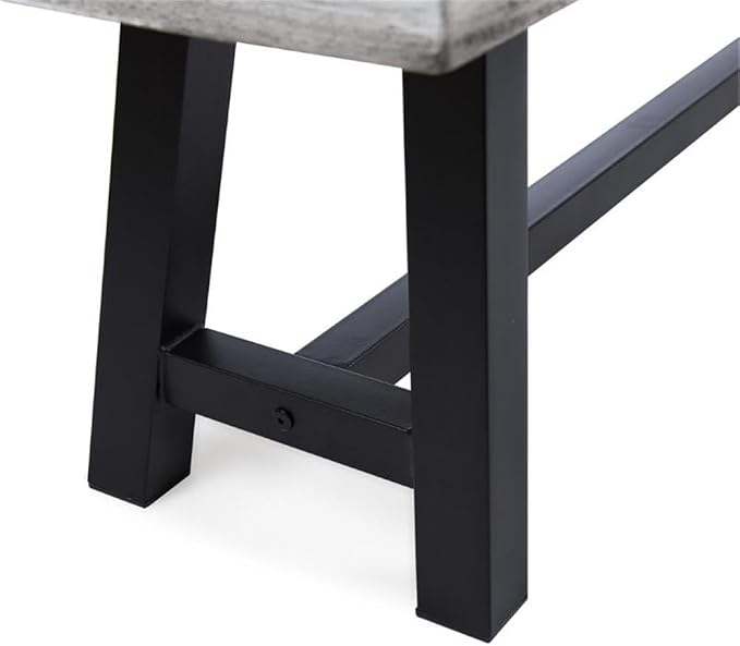 GDFStudio Cassie Outdoor Modern Industrial 3 Piece Acacia Wood Picnic Dining Set with Benches, Sandblasted Light Gray and Black Rustic Metal