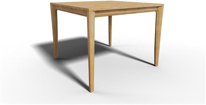 Pemberly Row 39" Square Teak Outdoor Dining Table, Natural Finish, with Umbrella Hole, Premium Teak Wood, Weather-Resistant, Hand-Sanded, Patio Furniture for Small Spaces