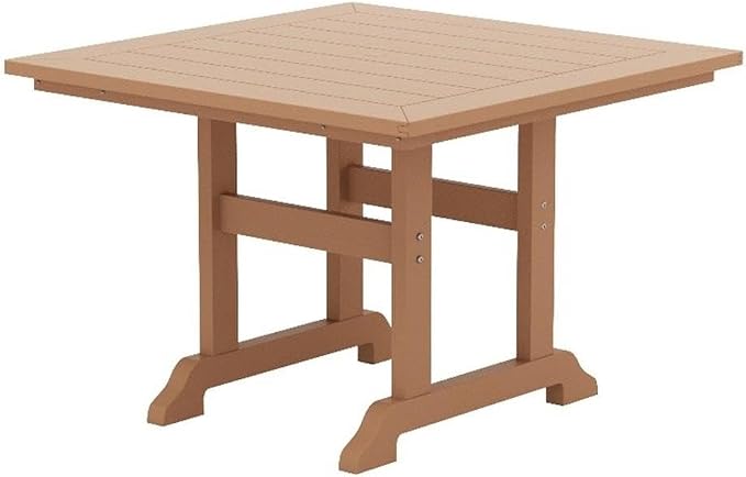 Costaelm Square Outdoor Dining Tables, 43'' Patio Table with Umbrella Hole for 4 Person, Balcony Outdoor Buffet Porch for Outside Lawn Porch Bistro Furniture, Teak